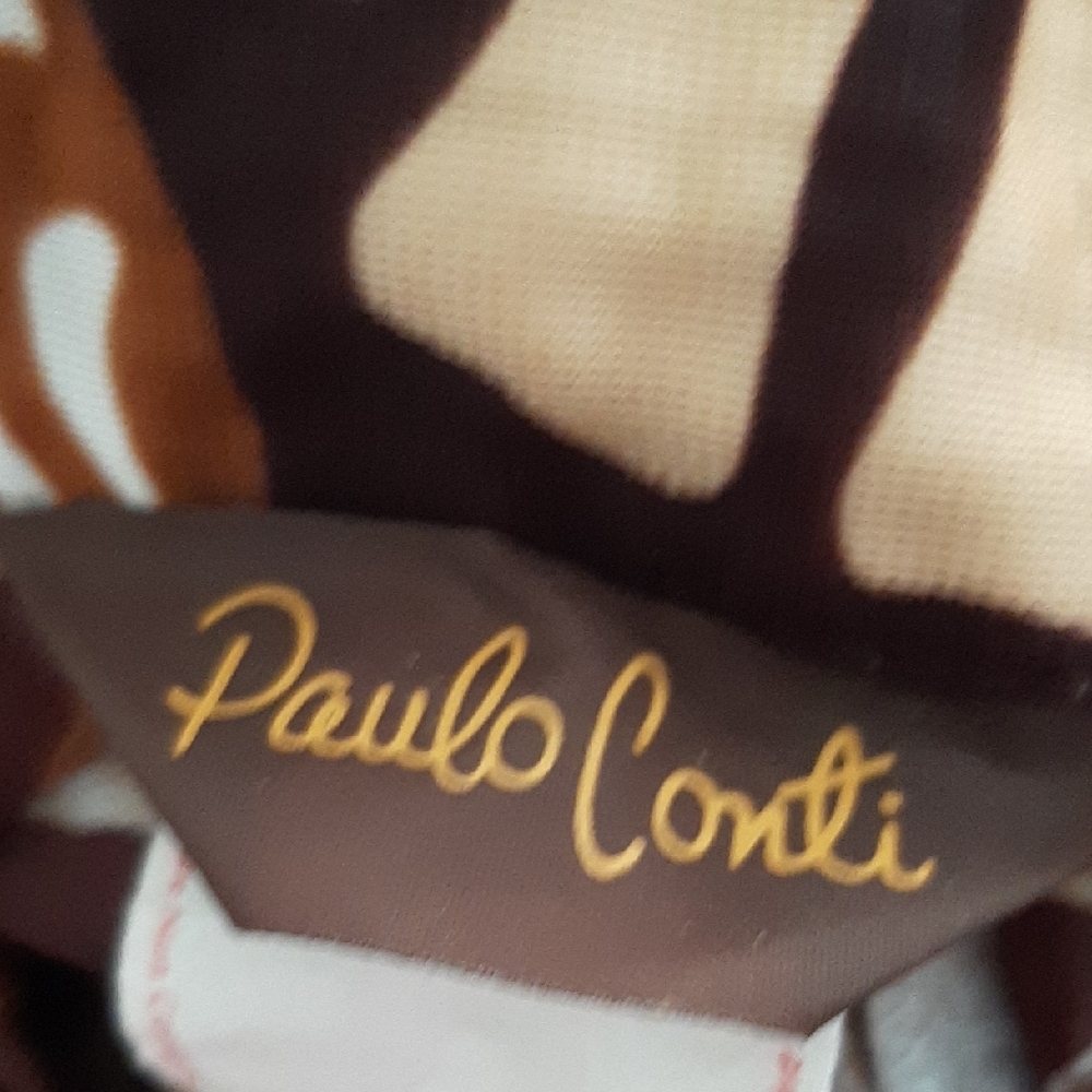 70's☮PAULO CONTI "Mod"VINTAGE Rust & Brown Printed Button-Down MEN'S Shirt Sz M - Picture 6 of 10